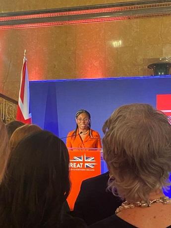 Image: Kemi Badenoch MP, Secretary of State for the Department of Business and Trade giving a speech at Lancaster House