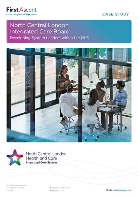 Front cover of a case study detailing First Ascent's work with NHS North London Integrated Care 