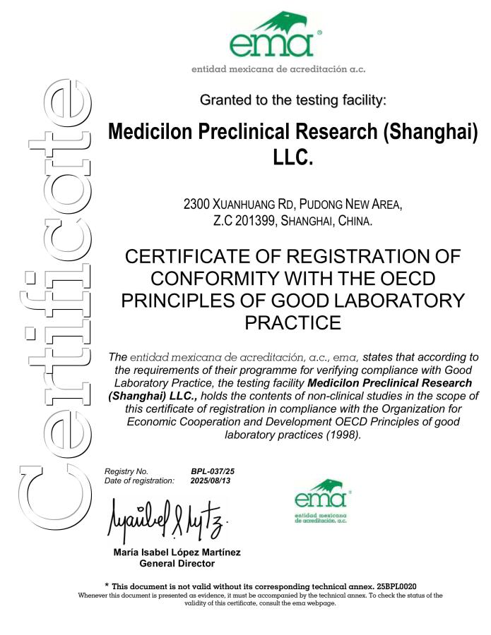 OECD GLP Certification Certificate