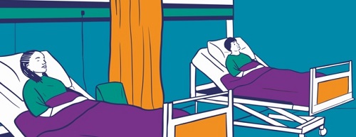 illustration of two people in hospital beds