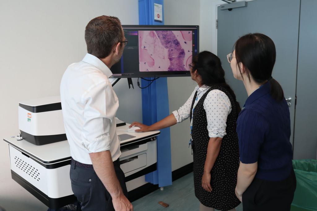 Looking at the new confocal microscope