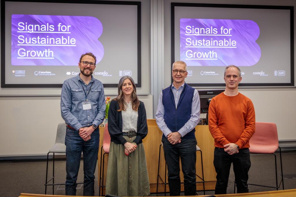 Matthew Grimes, Professor of Entrepreneurship and Sustainable Futures at Cambridge Judge Business School, Helen Newman, Executive Director, Group Sustainability, Bidwells,  David Sales, Director, First Ascent, and Tom Ebbutt, Director of Impact, B Lab™
