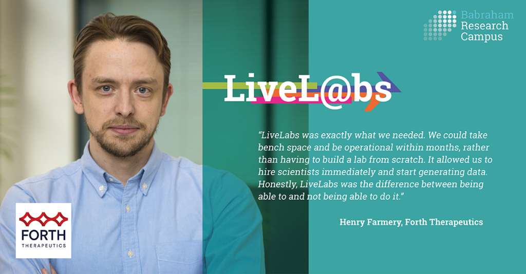 Branded image with quote taken from the article, featuring LiveLabs and Forth logo. 