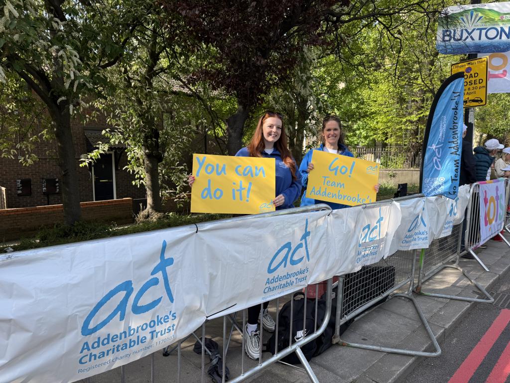 ACT 's Community Fundraising staff at the London Marathon cheer point