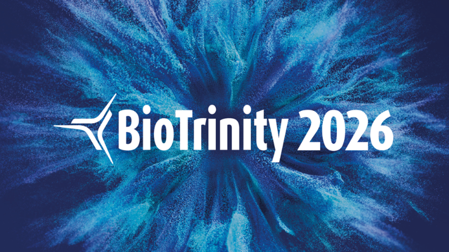 The words "BioTrinity 2026" are written in white on a blue background