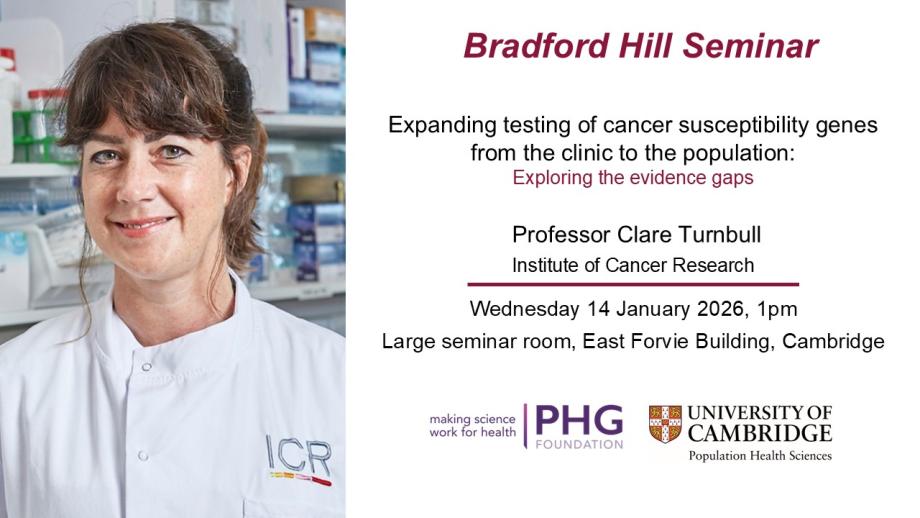 Professor Clare Turnbull speaking about 'Expanding testing of cancer susceptibility genes from the clinic to the population: exploring the evidence gaps'