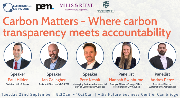 Carbon matters event, inlcuding 5 images of speakers