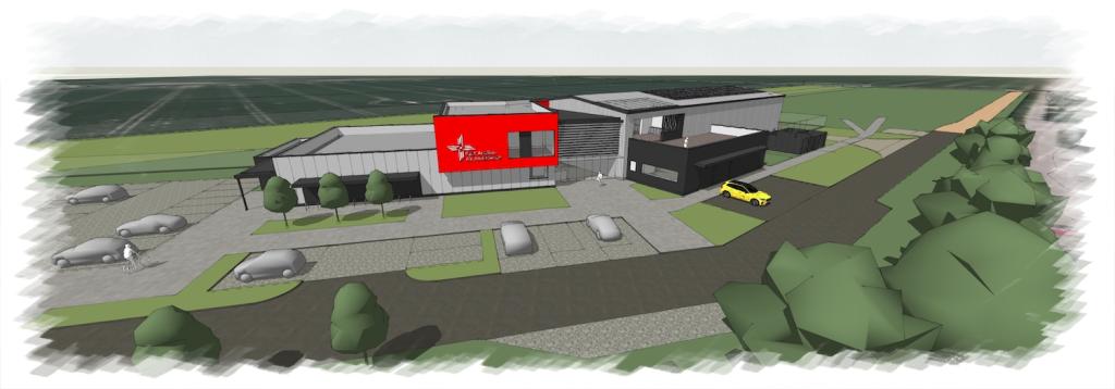 East Anglian Air Ambulance new base render. Image credits to Fabric First Architects. 