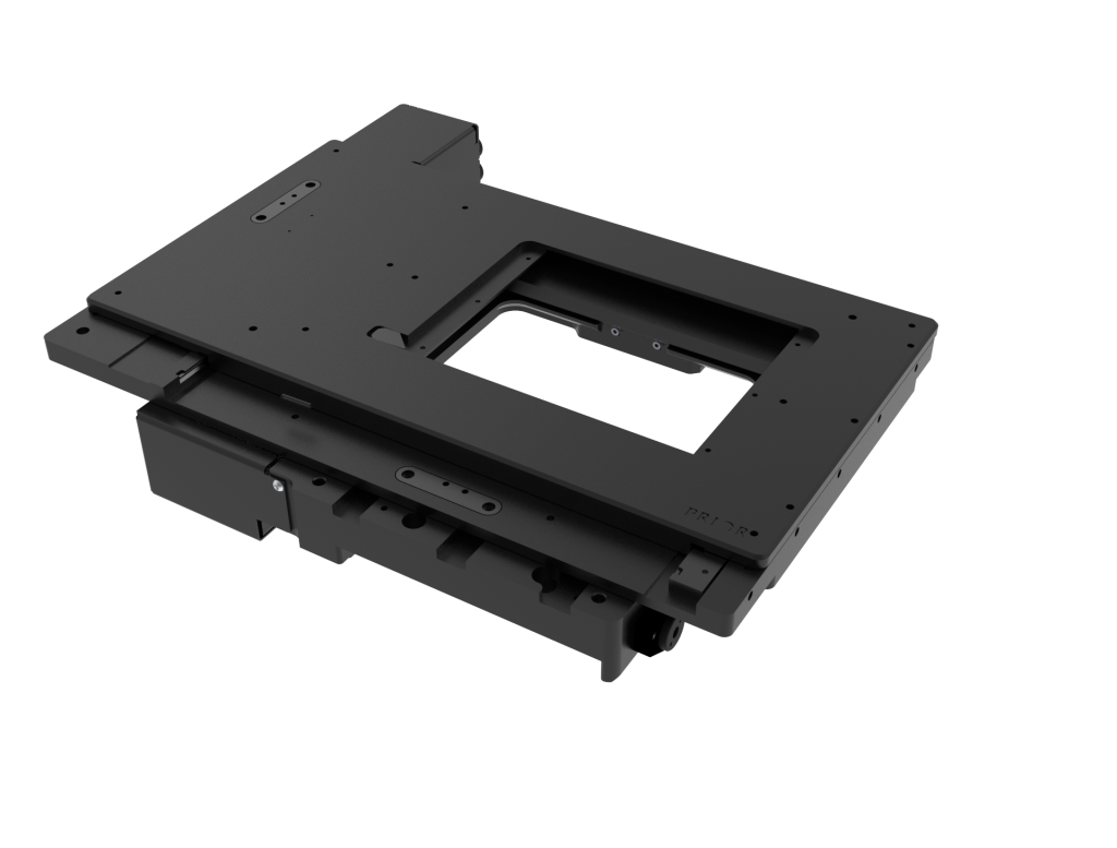 Black coloured motorised stage for inverted microscopes