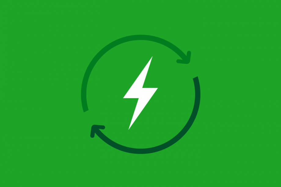Graphic showing lightning symbol and circular arrows