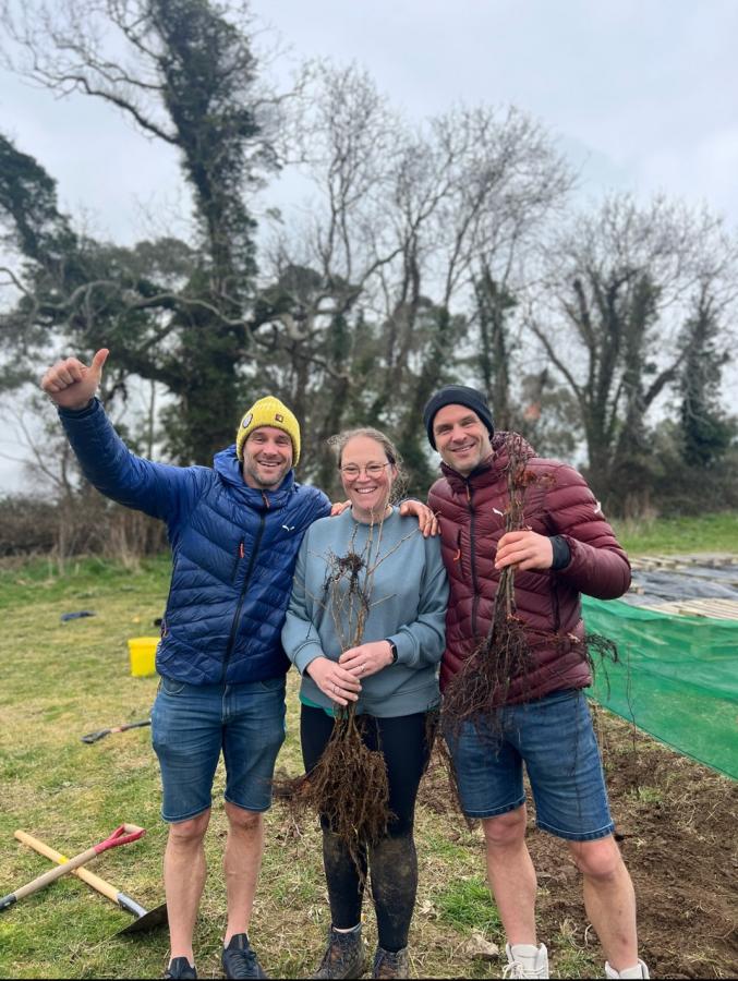 Steve and Dave Flynn, aka The Happy Pear, with Creating Nature's Corridors Charity founder Vhari Russell 