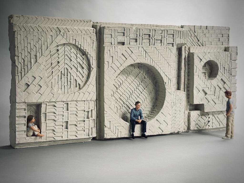Pre-colour scale model of Welcome commission - sculpture 