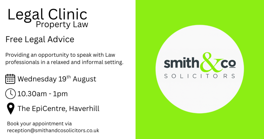 Drop-In Clinic with Smith & Co Solicitors. Talking all things property. 