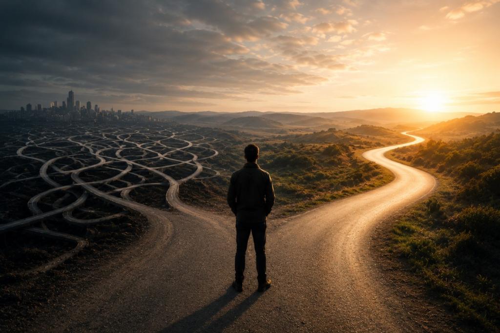 a man at a crossroads 