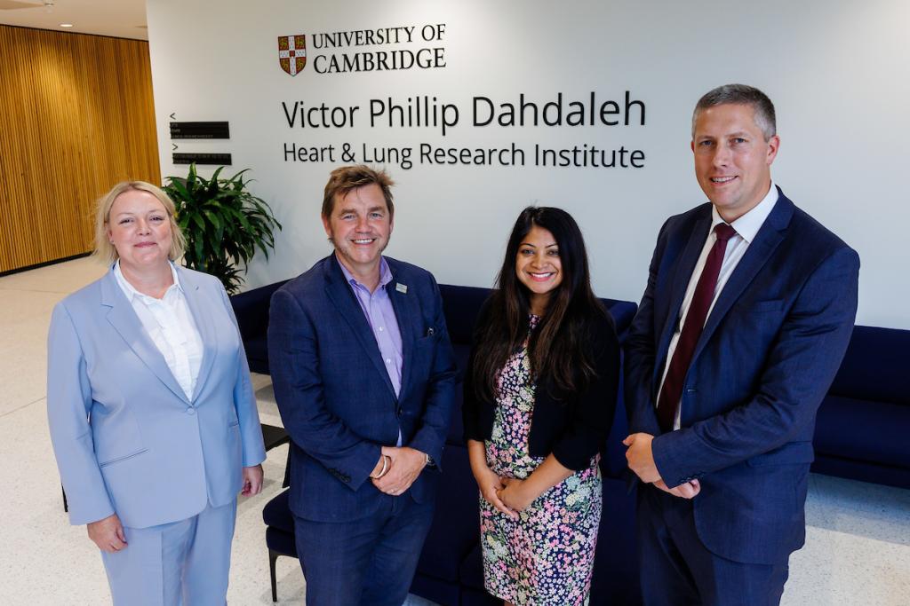 Mayor Dr Nik Johnson with from left Charlotte Summers, Director of the Victor Phillip Dahdaleh Heart and Lung Research Institute, Dr Rouchelle Sriranjan, National Institute for Health and Care Research Clinical Lecturer in Cardiology at the University of Cambridge, and Nick Kirby, Managing Director of Cambridge Biomedical Campus Ltd. Picture: Combined Authority.