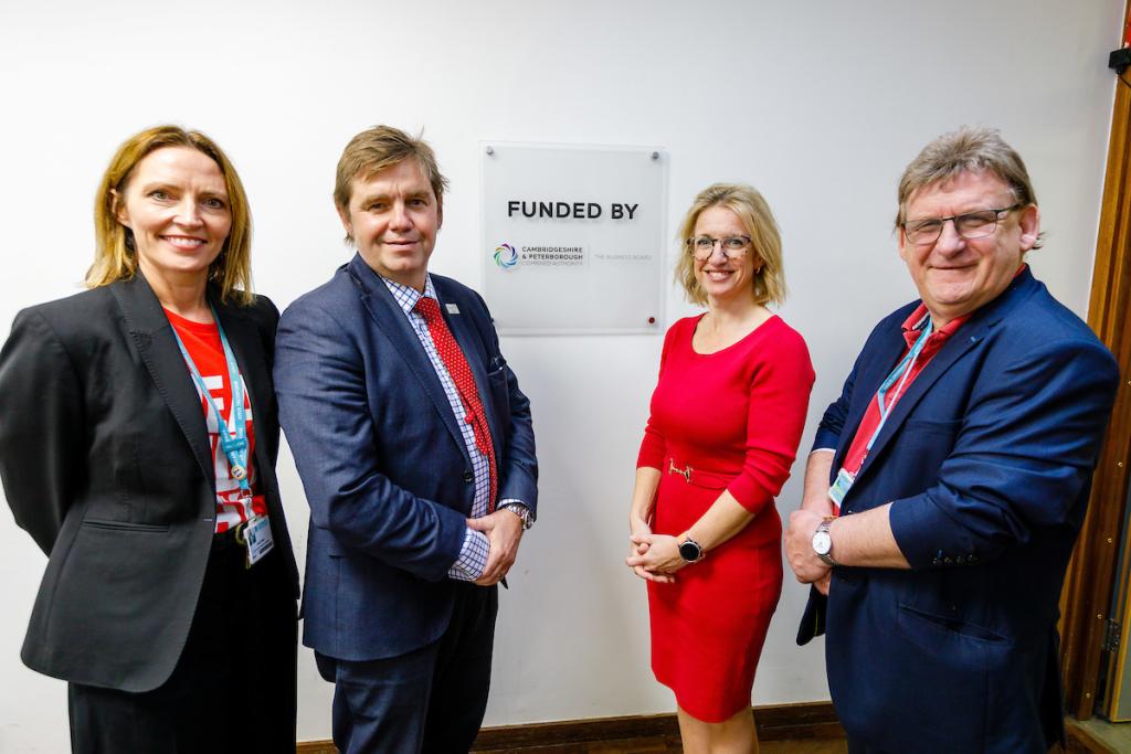 Mayor Dr Nik Johnson with Katy Davies of the Business Board, and Laura Kerry and Mark Robertson of Cambridge Regional College