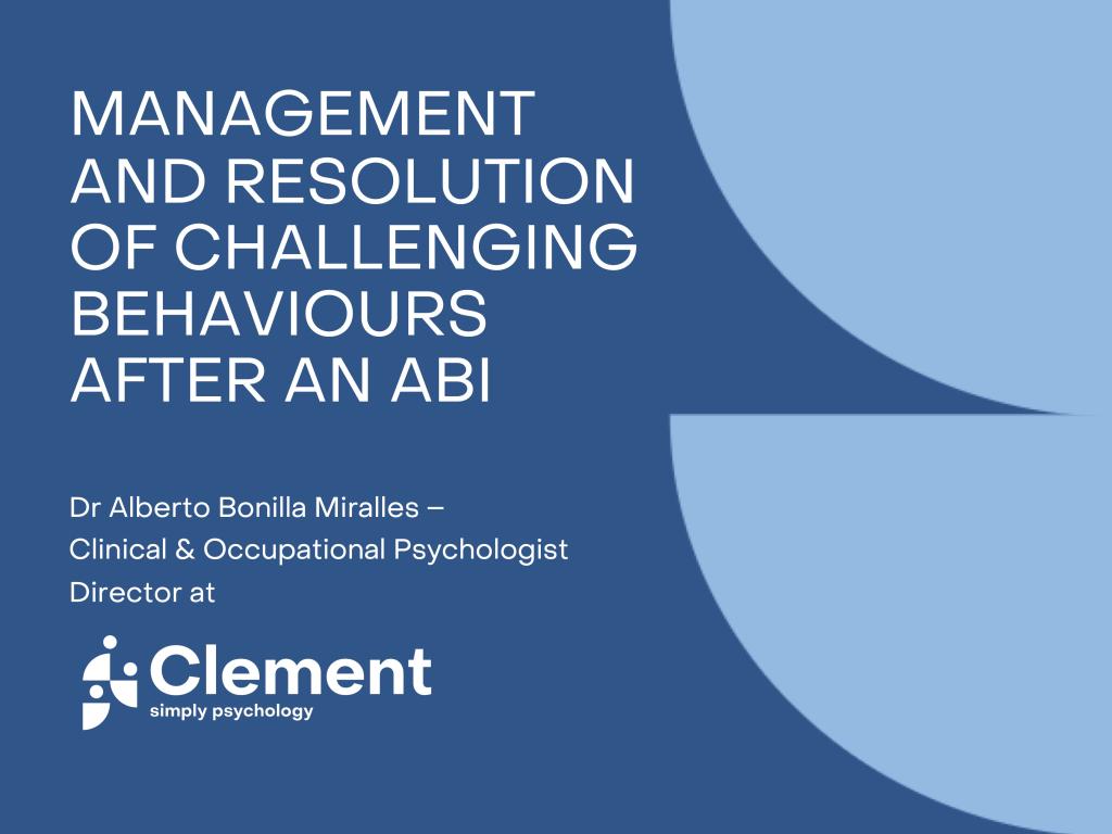 Presentation slide of Management and resolution of Challenging Behaviours after Acquired Brain Injury