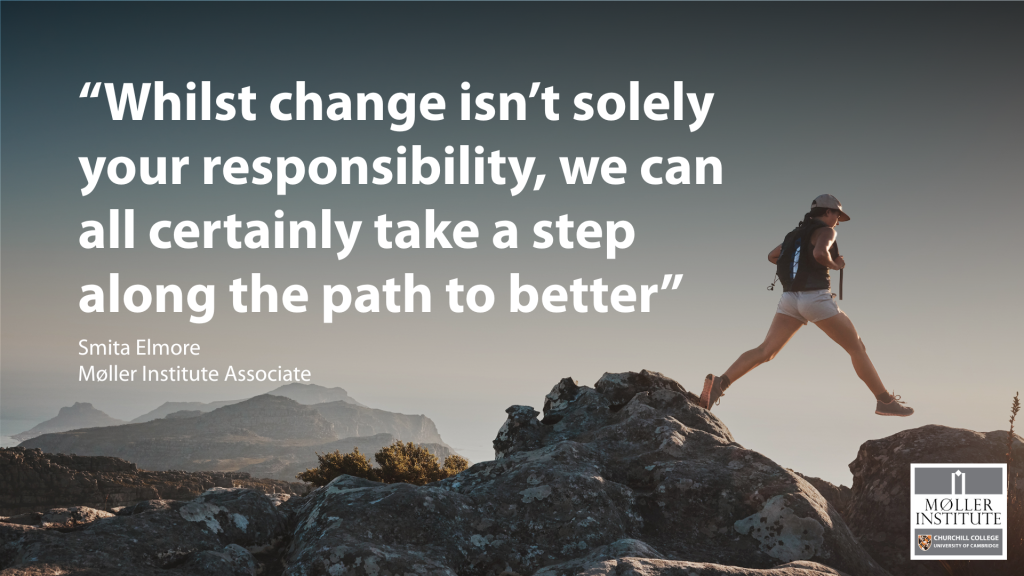 quote from the article with a woman climbing a mountain