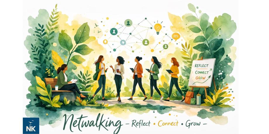 illustration of professional women connecting in nature