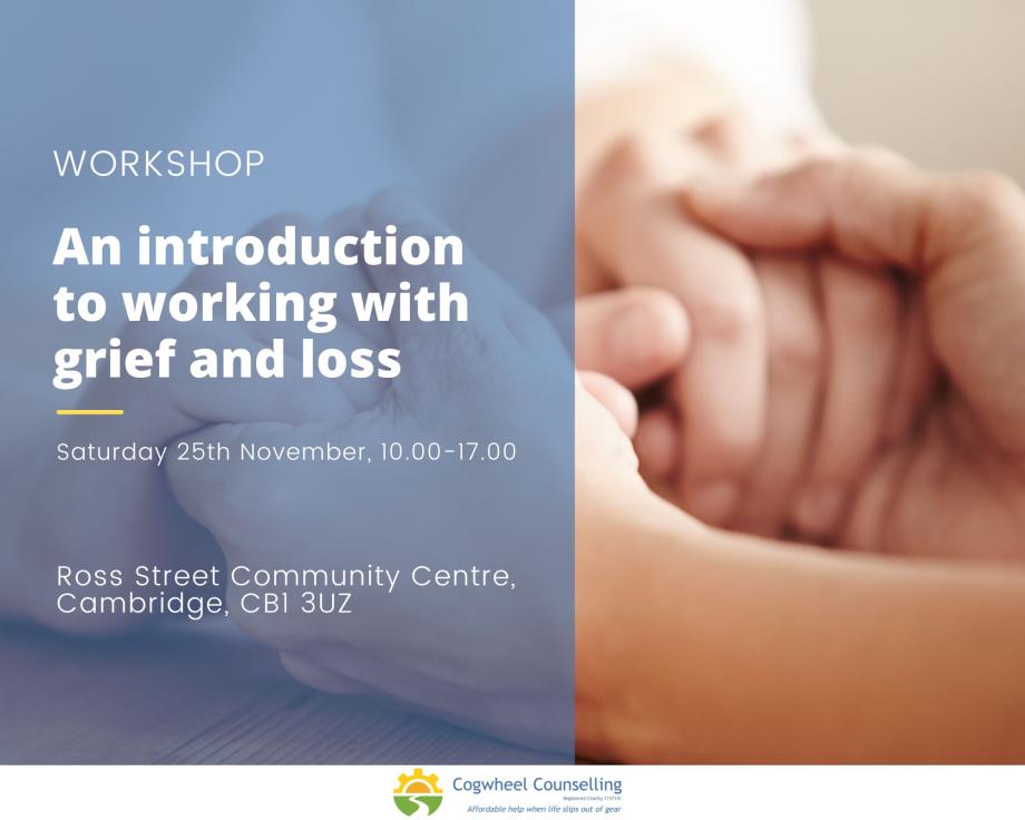 Image shows held hands in the background with the title of the workshop.