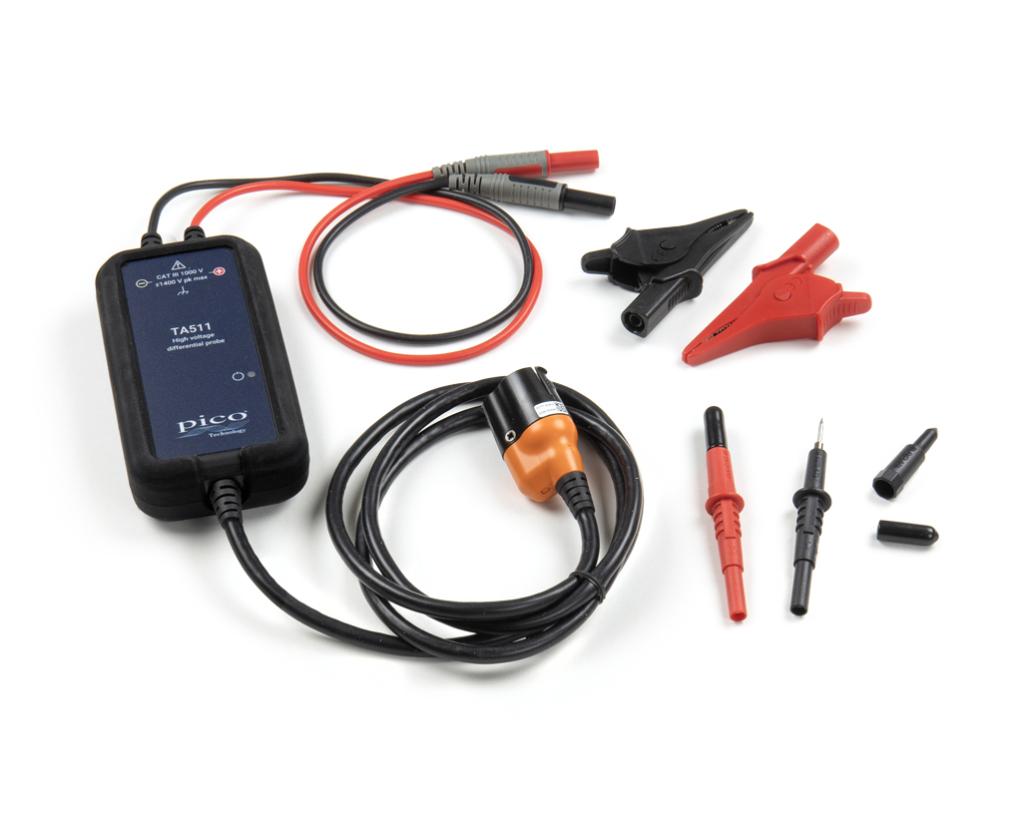 image showing a PicoBNC+ 1400V Differential Probe Kit on a white background 