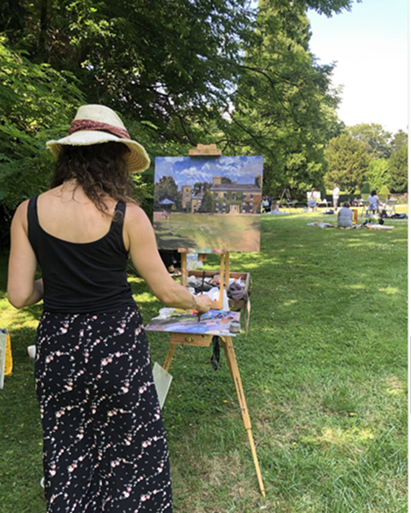 Artist painting at Plein Air Competition at Histon Manor