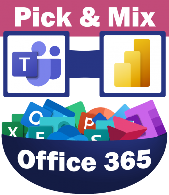 A bowl with Office 365 written on the outside with a selection of office 365 courses inside