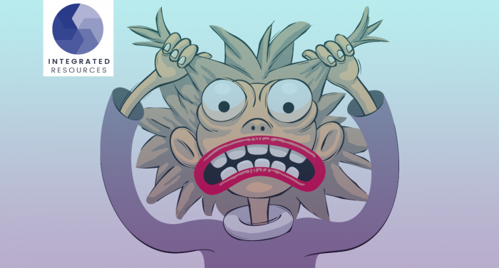 Cartoon creature tearing its hair out