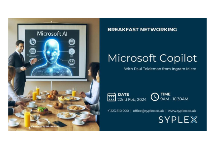 vent cover picture showing a man presenting about AI to colleagues eating breakfast