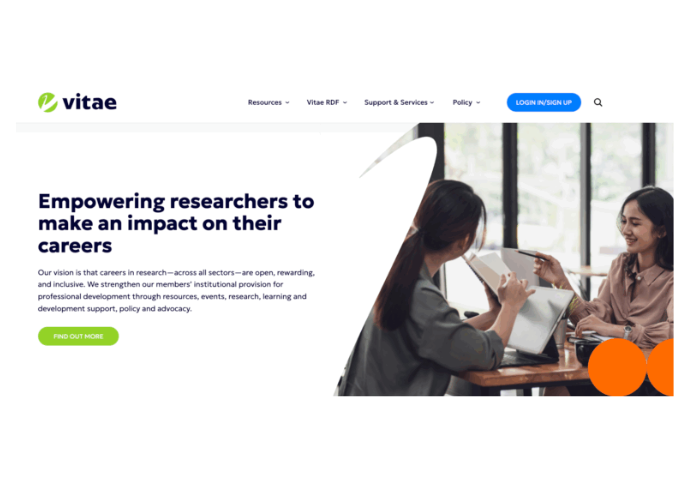 Vitae homepage screenshot