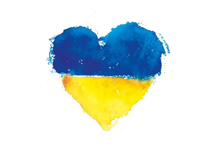 Ukrainian flag shaped as a love heart