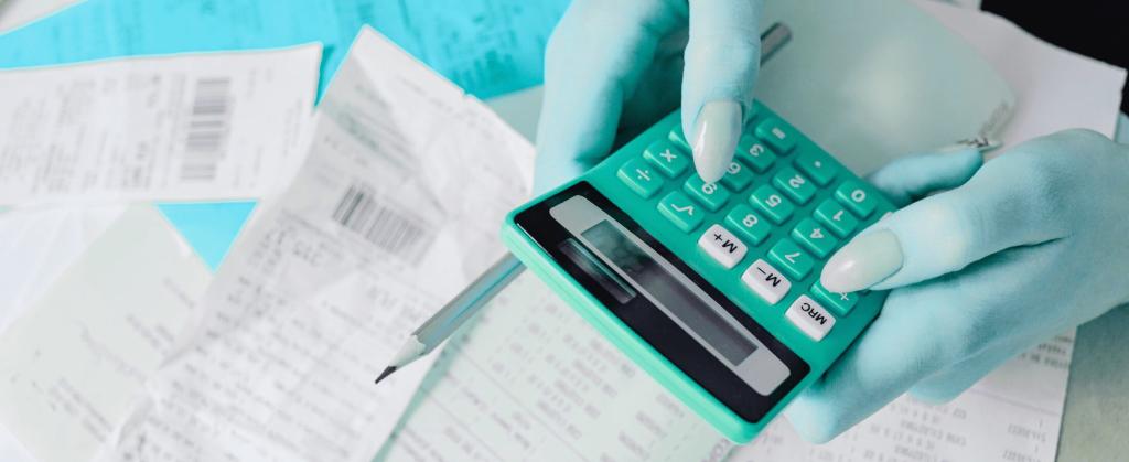 A woman using a a calculator