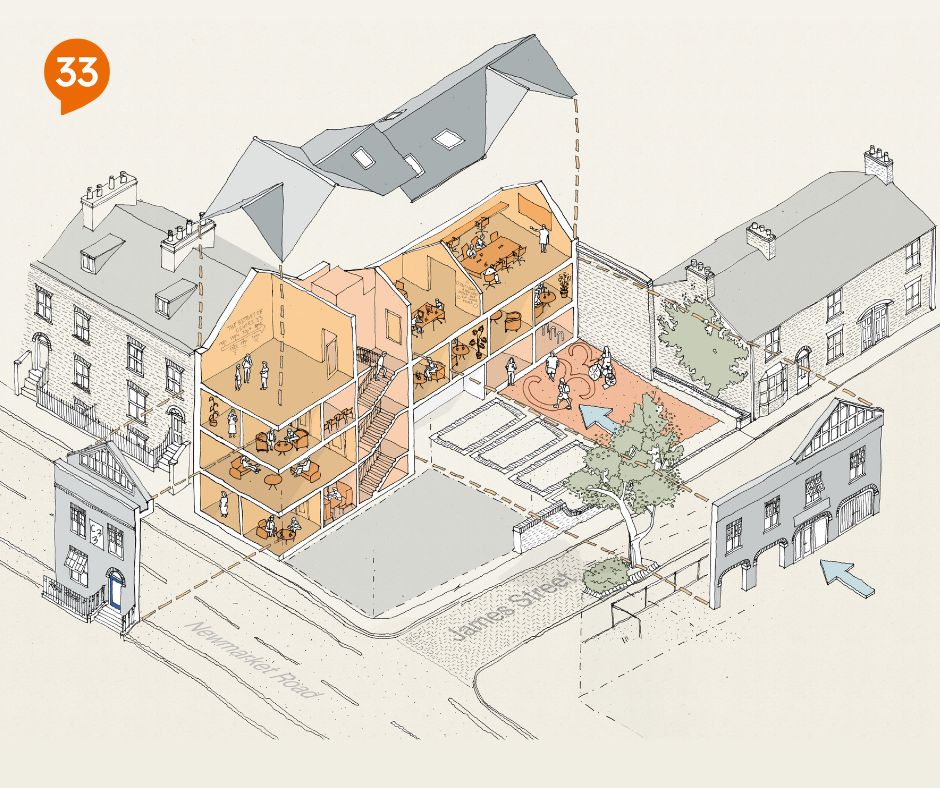 An illustration of Centre 33’s new Cambridge hub by Mole Architects.