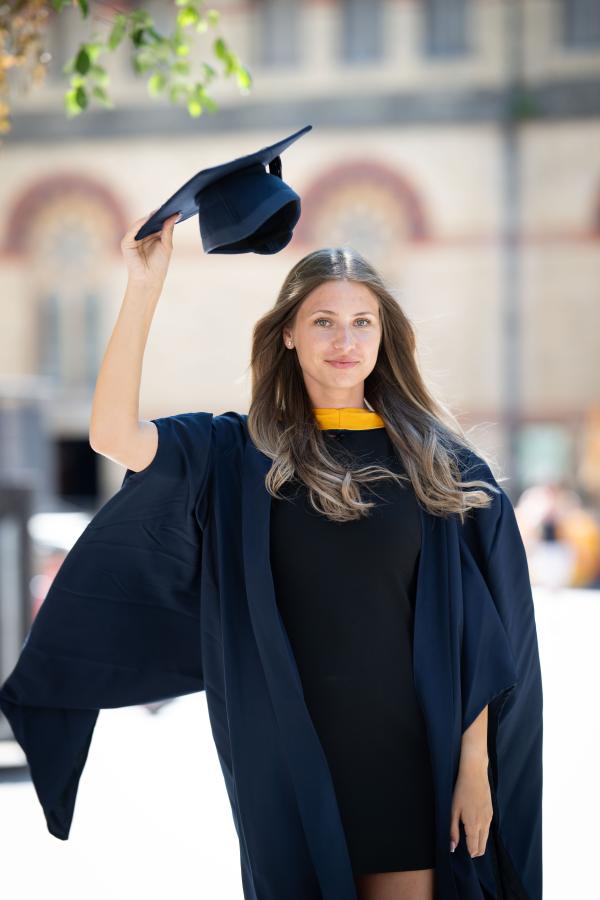 female ARU student on graduation day