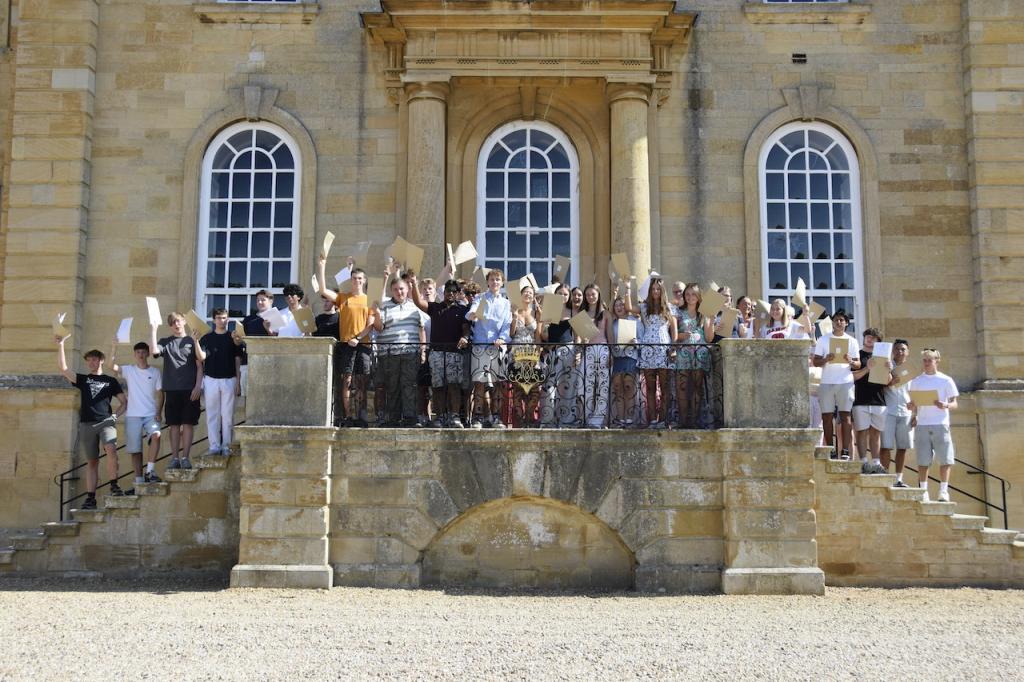 Kimbolton School pupils celebrating their A Level results success.