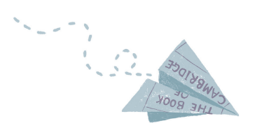 A paper aeroplane with the works book of cambridge