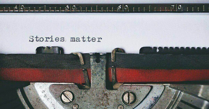 'Stories matter' written on old style typewriter