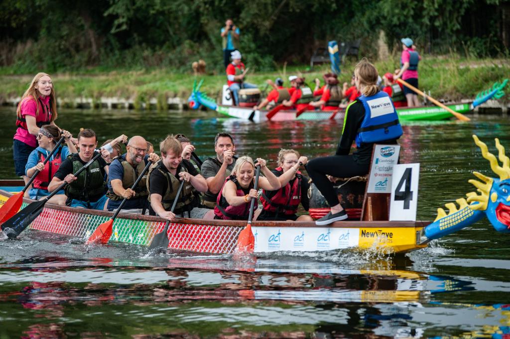 One of the teams competing in the Cambridge Dragon Boat Festival