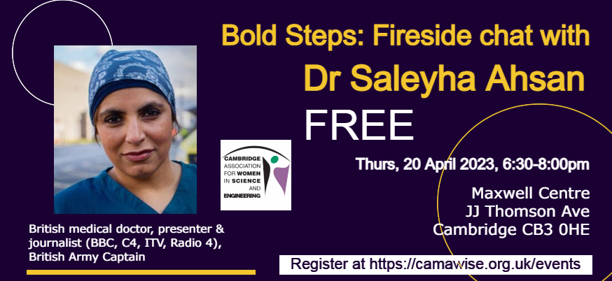 FREE event - Bold Steps: Fireside chat with Dr Saleyha Ahsan