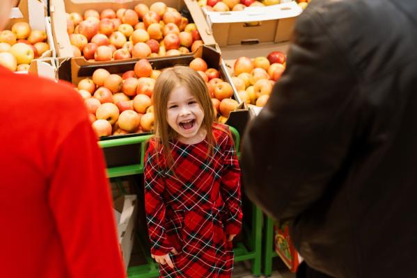 Little girl having a tantrum in the supermarket