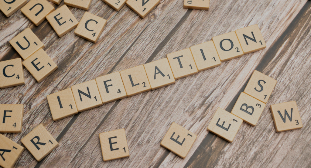 Scrabble letters spelling out inflation