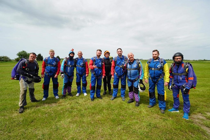 The team about to jump