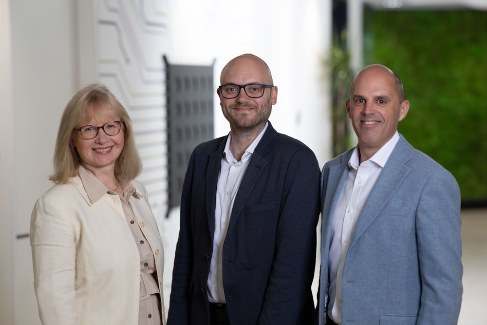 Fran Cousins, Deloitte Practice Senior Partner with Sam Lidgett (centre) and Paul Adkins.