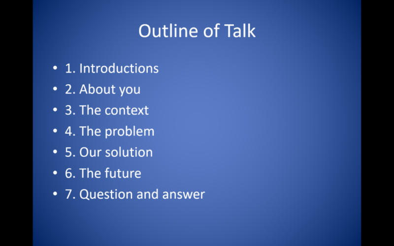 Outline of the talk image