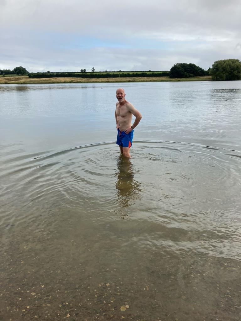 Simon paddling into a lake