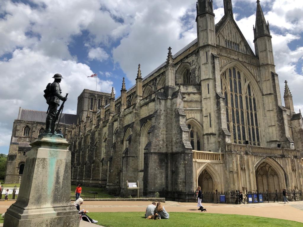 Winchester Cathedral and green