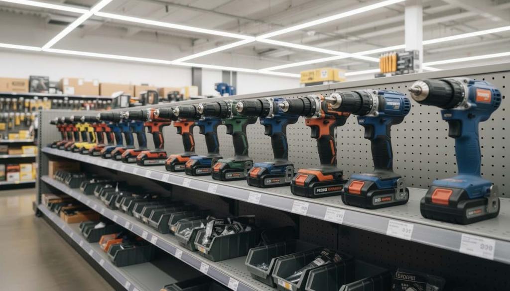 Drills in a hardware store
