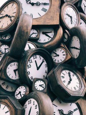 Lots of clocks with different times