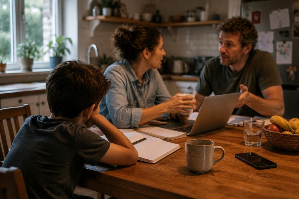 2 adults talking to a child