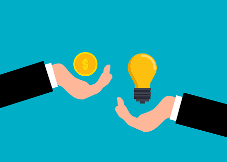 graphic showing a coin and a lightbulb